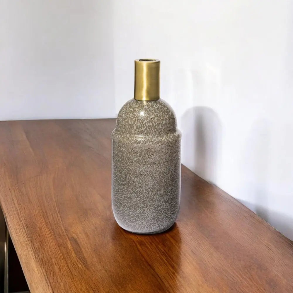 12" Brown Abstract Cylinder Crystal Glass Table Vase HomeRoots