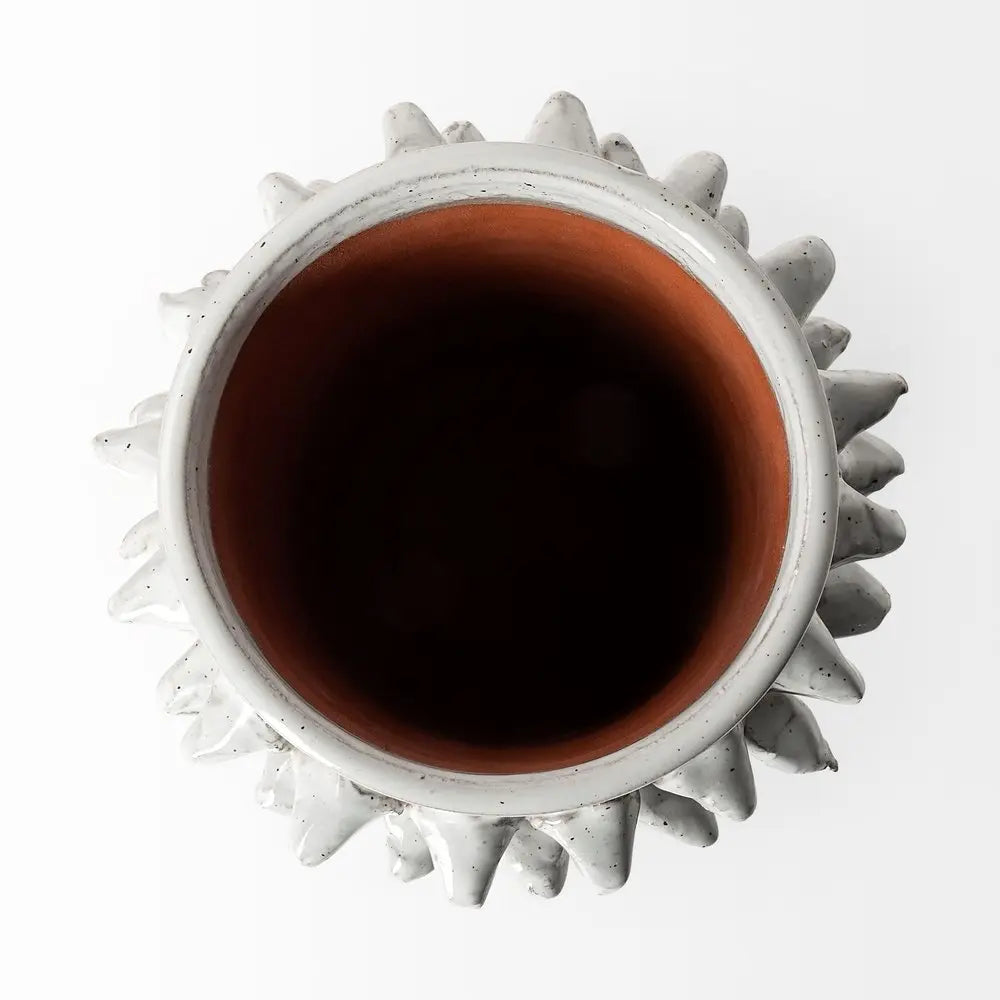 7" Gray Abstract Cylinder Spikey Ceramic Table Vase HomeRoots