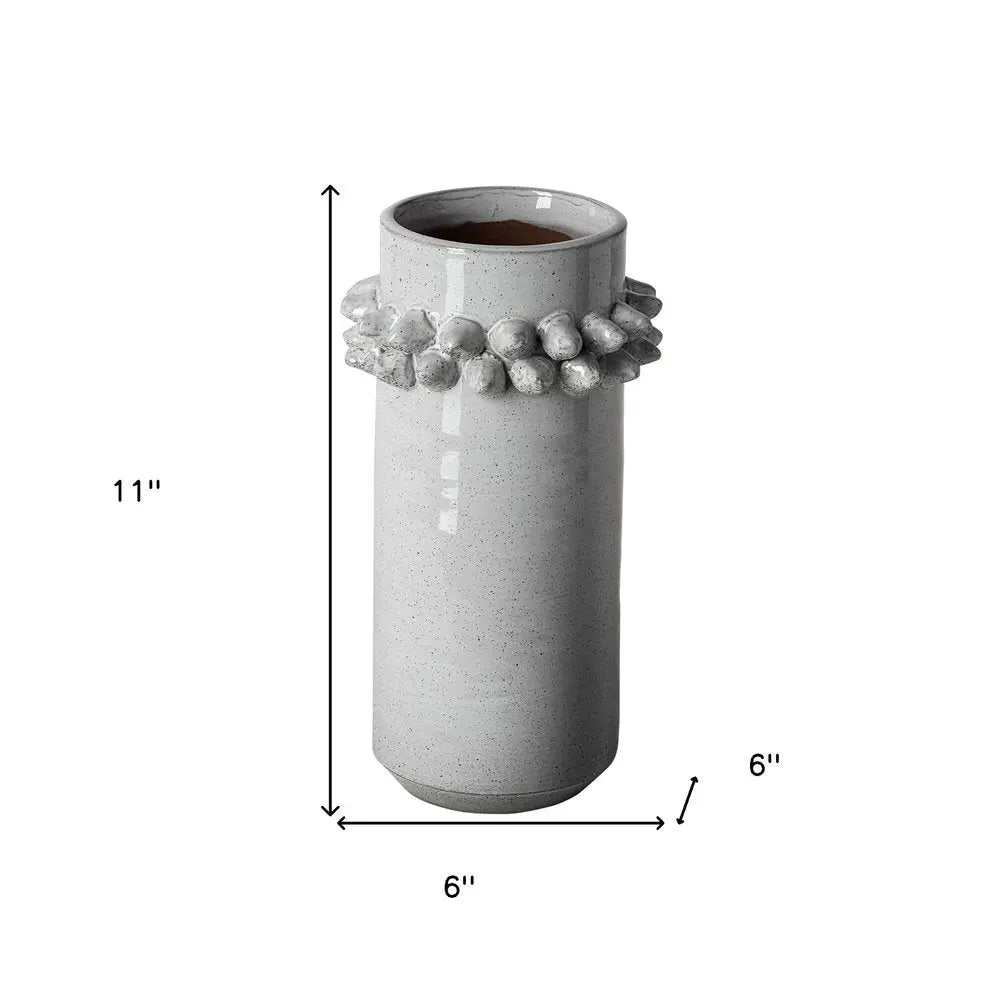 11" Gray Abstract Cylinder Ceramic Table Vase HomeRoots