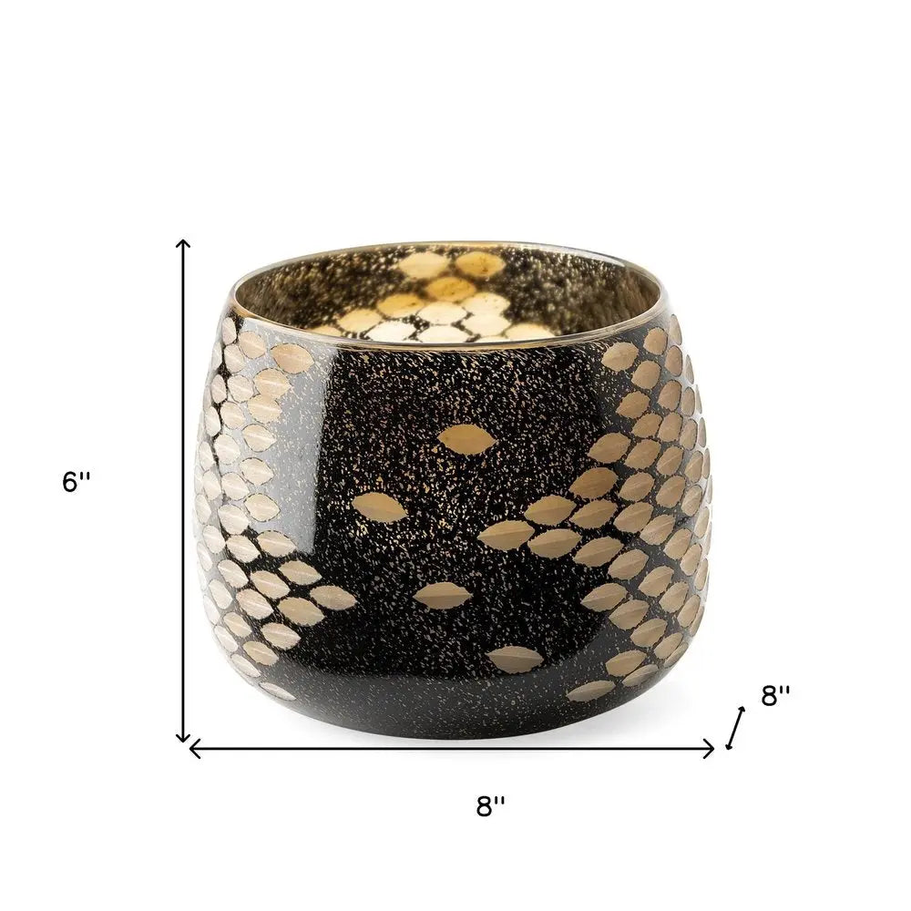 6" Gold Abstract Cylinder Crystal Glass Table Vase HomeRoots