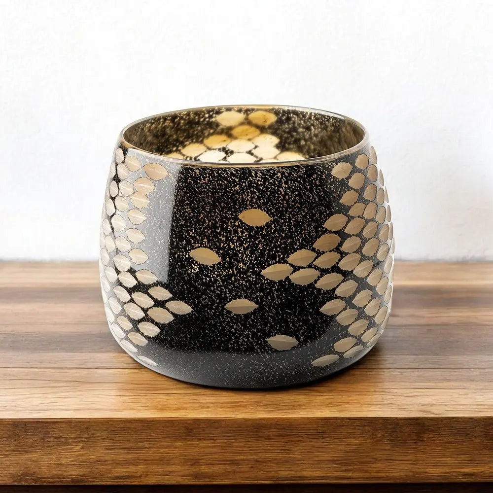 6" Gold Abstract Cylinder Crystal Glass Table Vase HomeRoots