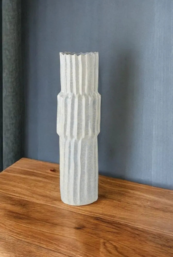 23" Gray Abstract Cylinder Ceramic Table Vase HomeRoots