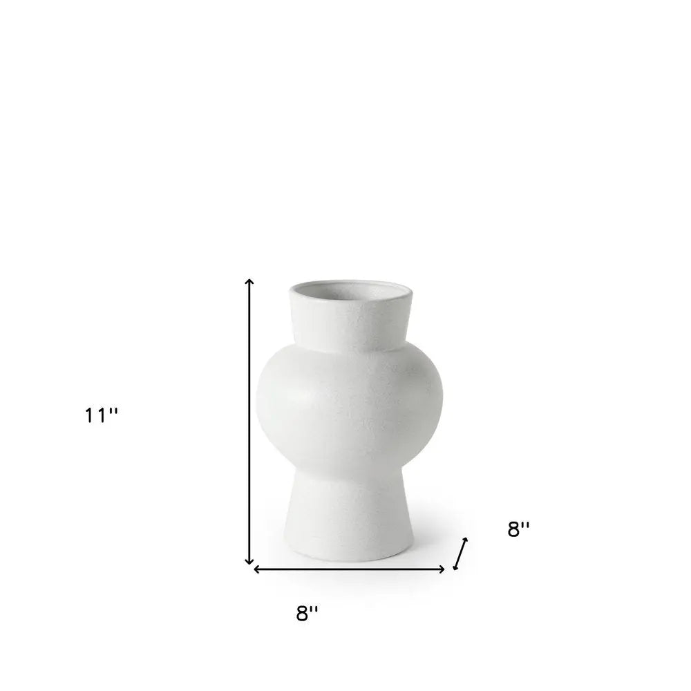 11" White Abstract Cylinder Ceramic Table Vase HomeRoots