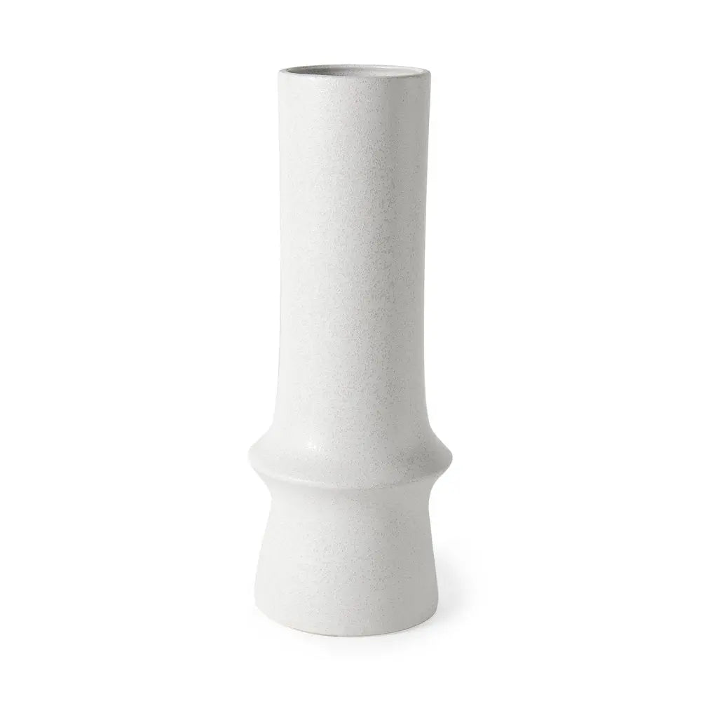 17" White Abstract Cylinder Ceramic Table Vase HomeRoots