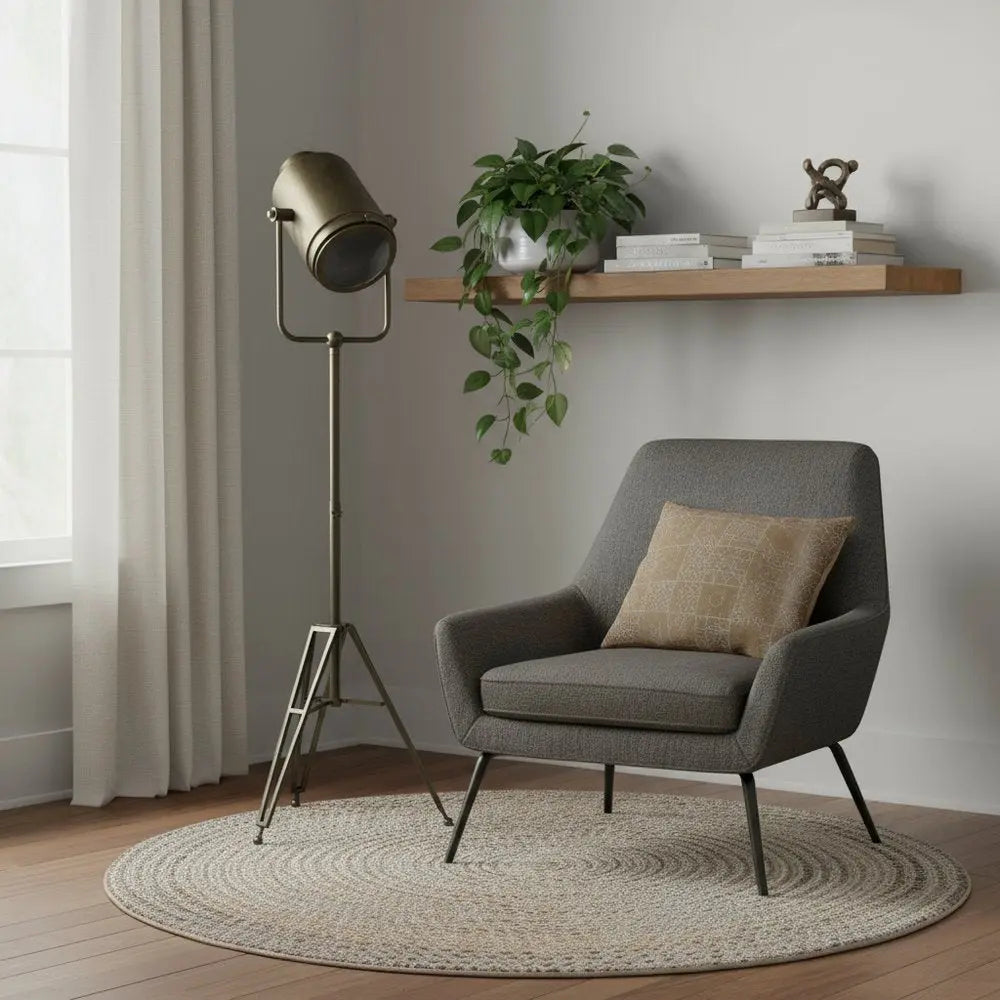 61" Antiqued Gold LED Movie Set Floor Lamp With Gold Metal Shade HomeRoots