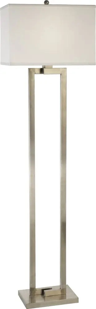 61" Nickel Traditional Shaped Floor Lamp With White Rectangular Shade HomeRoots