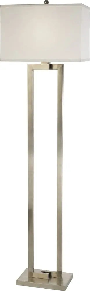 61" Nickel Traditional Shaped Floor Lamp With White Rectangular Shade HomeRoots
