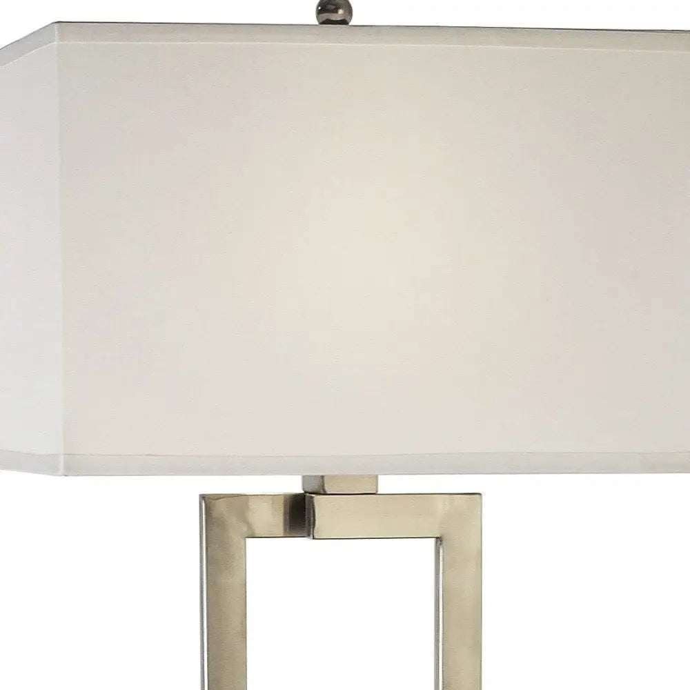 61" Nickel Traditional Shaped Floor Lamp With White Rectangular Shade HomeRoots