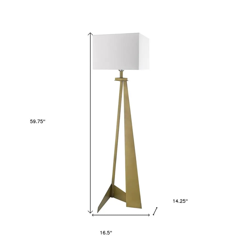 60" Floor Lamp With White Fabric Novelty Shade HomeRoots