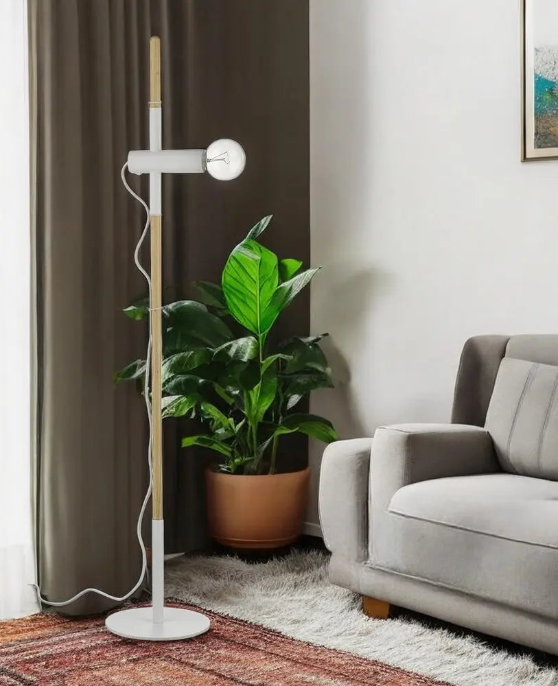 55" Brown And White Reading Floor Lamp HomeRoots