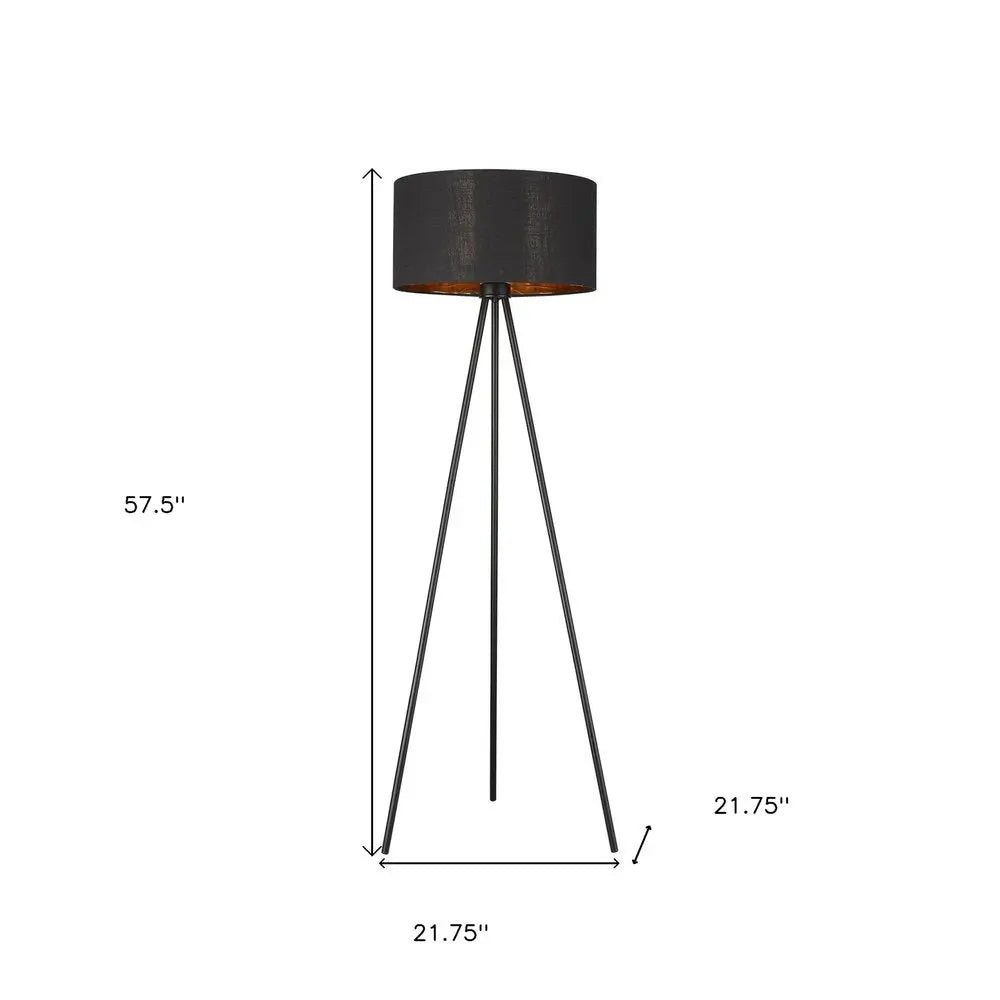 58" Matte Tripod Floor Lamp With Black Drum Shade HomeRoots