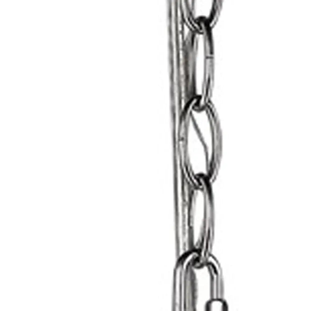 Silver Candle Style Five Light Metal and Crystals Dimmable Chandelier With White Shades HomeRoots