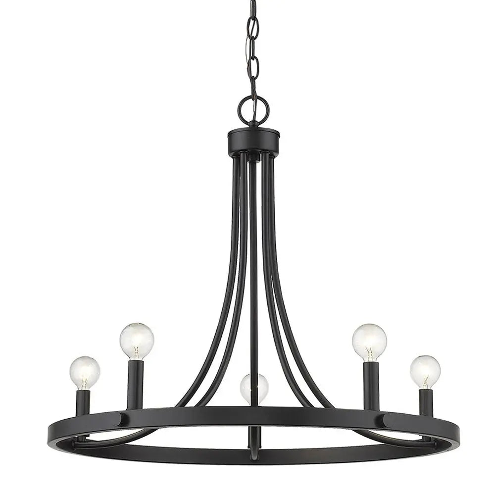 Black Candle Style Five Light Metal Dimmable Chandelier HomeRoots