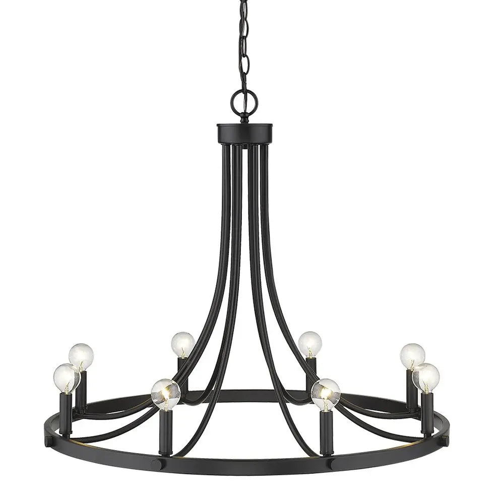Black Candle Style Eight Light Metal Dimmable Chandelier HomeRoots