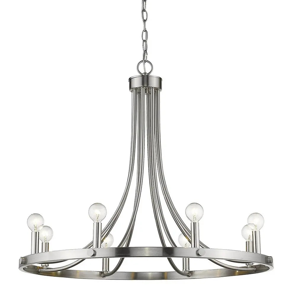 Silver Candle Style Eight Light Metal Dimmable Chandelier HomeRoots