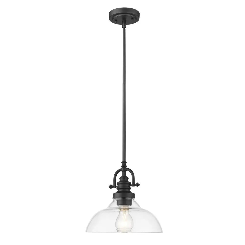 Matte Black Hanging Light with Glass Dome Shade HomeRoots