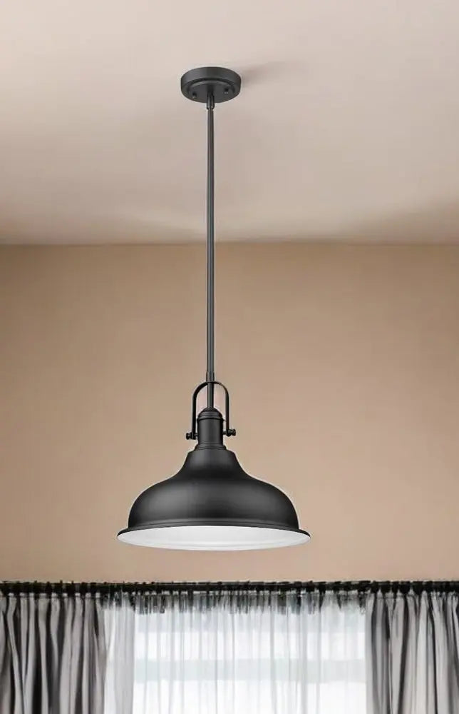 Matte Black Hanging Light with Dome Shade HomeRoots