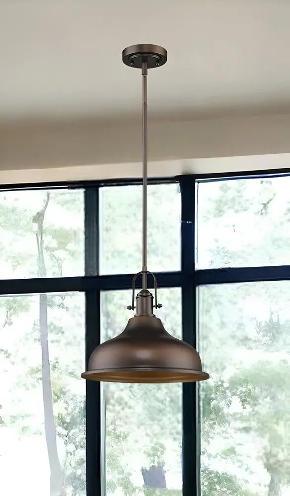 Antique Bronze Hanging Light with Dome Shade HomeRoots