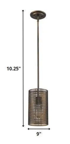 Bronze Metal Hanging Light with Mesh Shade HomeRoots