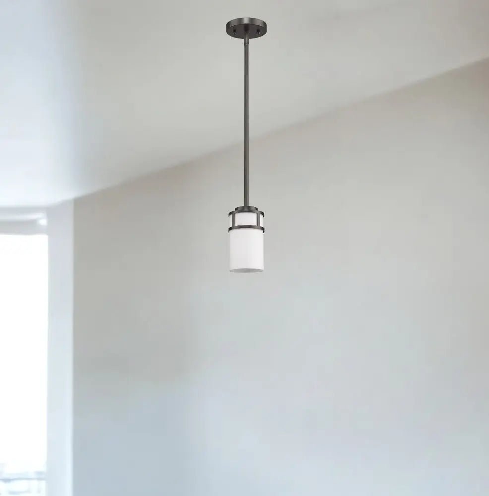 Brushed Bronze Minimalist Cylindrical Hanging Light HomeRoots