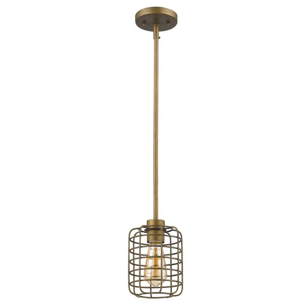 Brushed Gold Metal Cage Hanging Light HomeRoots