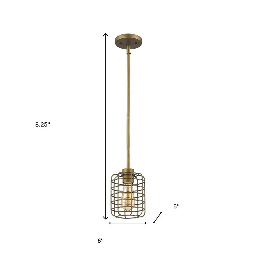 Brushed Gold Metal Cage Hanging Light HomeRoots