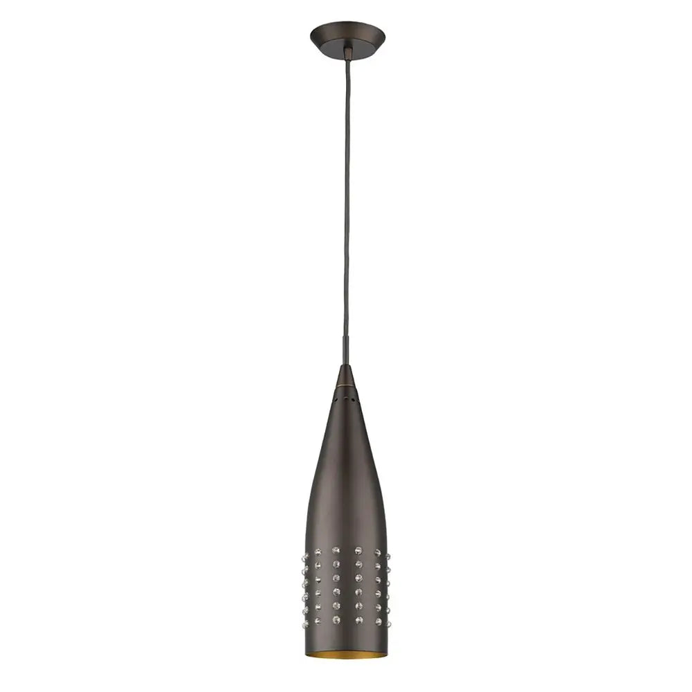 Narrow Bronze Hanging Light with Glass Studs HomeRoots