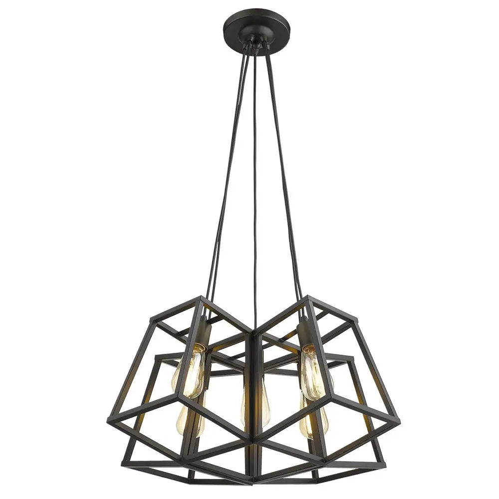 Bronze Lantern Five Light Metal Dimmable Chandelier HomeRoots