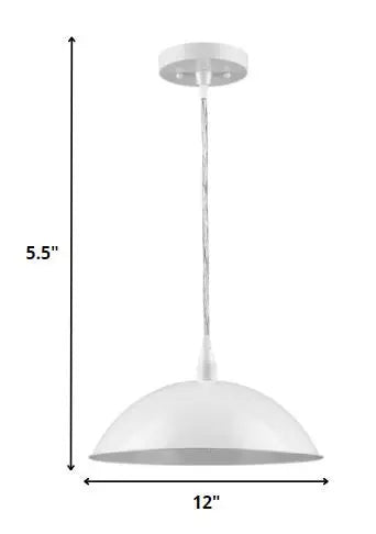 White Metal Hanging Light with Dome Shade HomeRoots