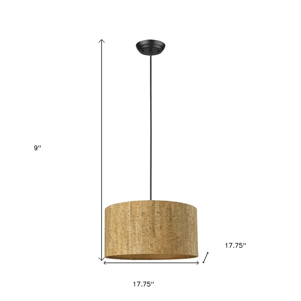 Matte Black Cork Shade Modern One Light Hanging Pendent Lamp HomeRoots