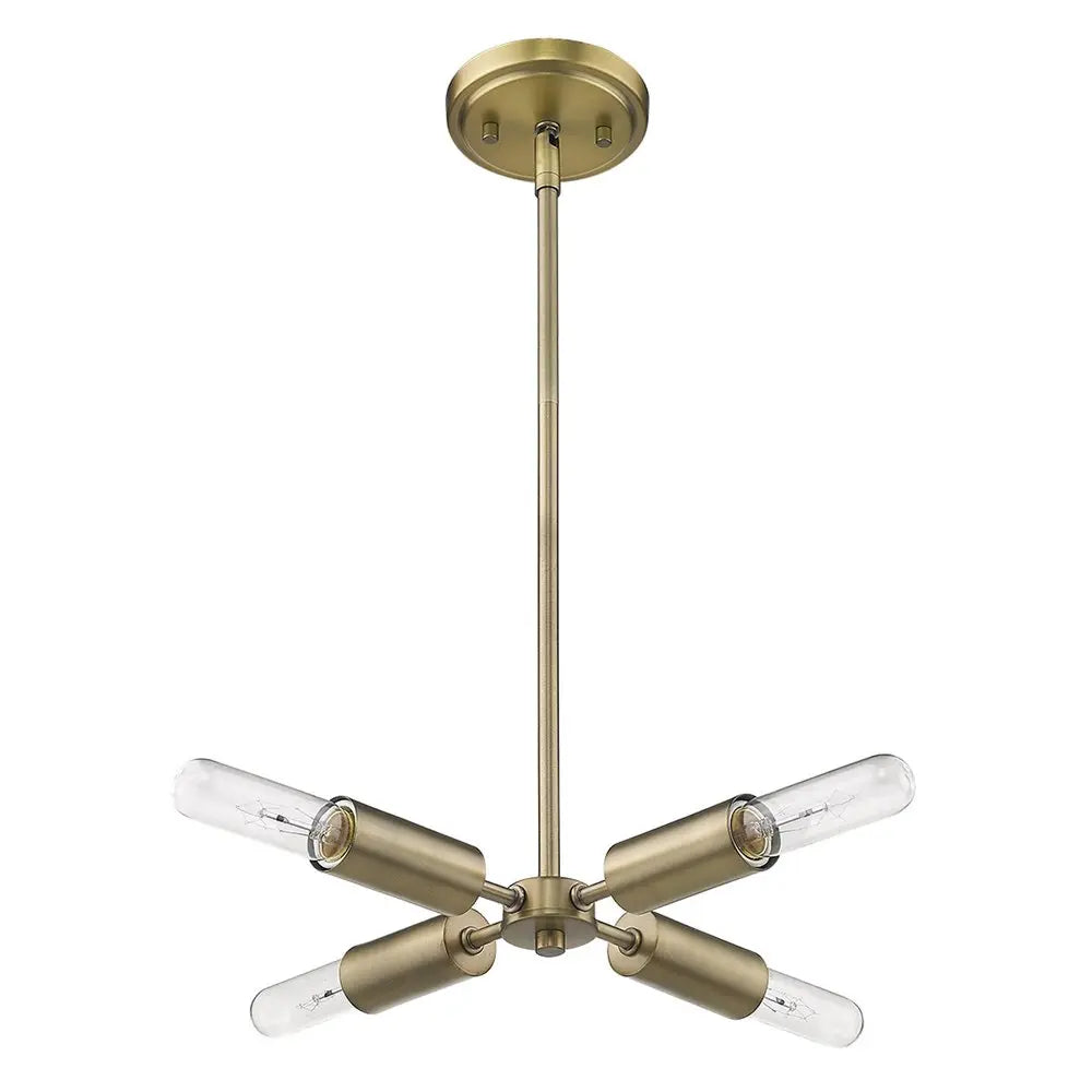 Gold Four Light Metal Dimmable Chandelier HomeRoots