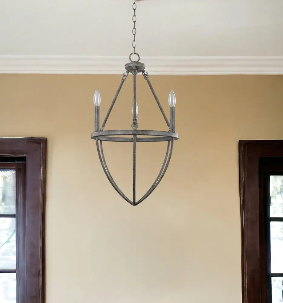 Ash Gray Candle Style Three Light Metal Dimmable Chandelier HomeRoots