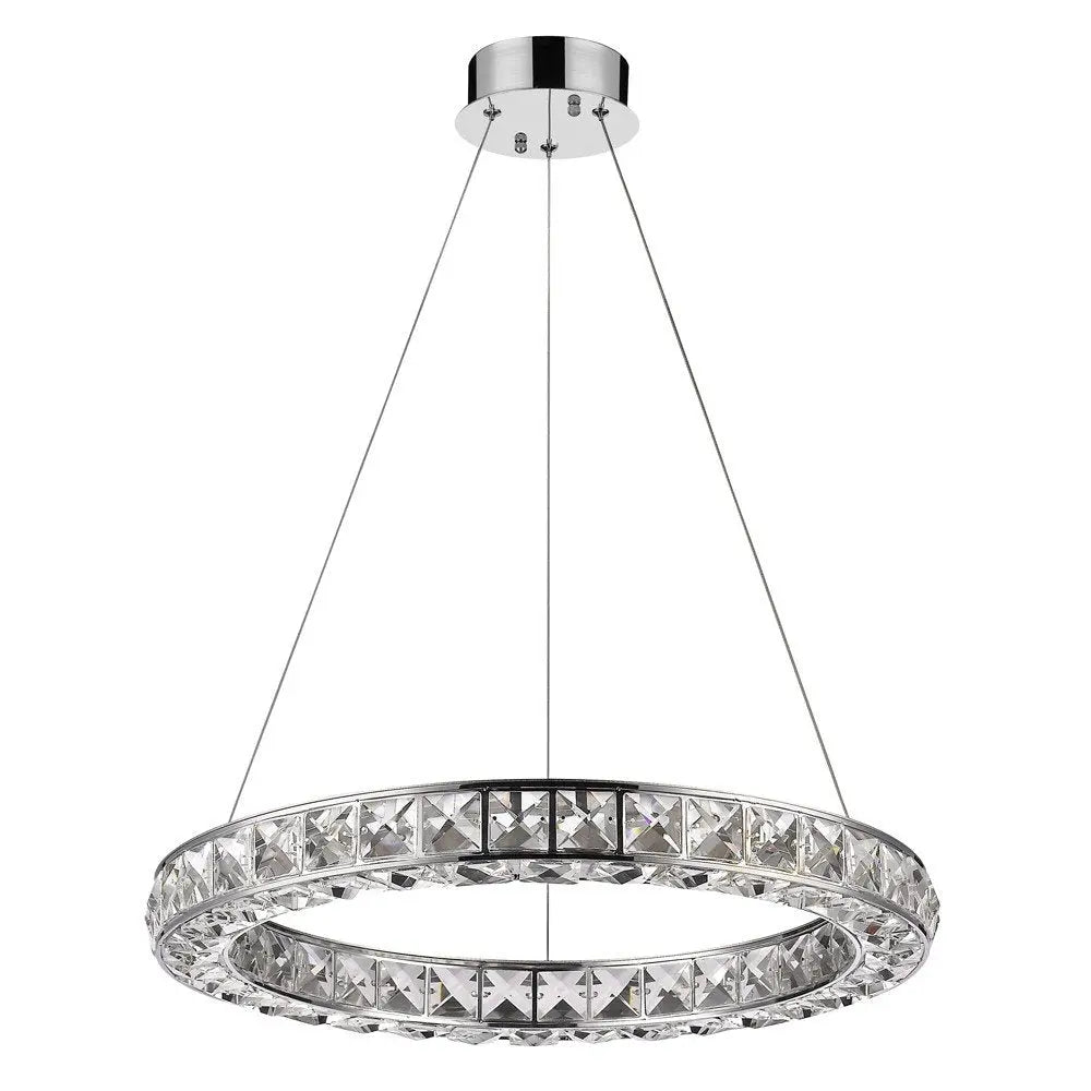 Silver Faux Crystal Bling Ring LED Hanging Light HomeRoots
