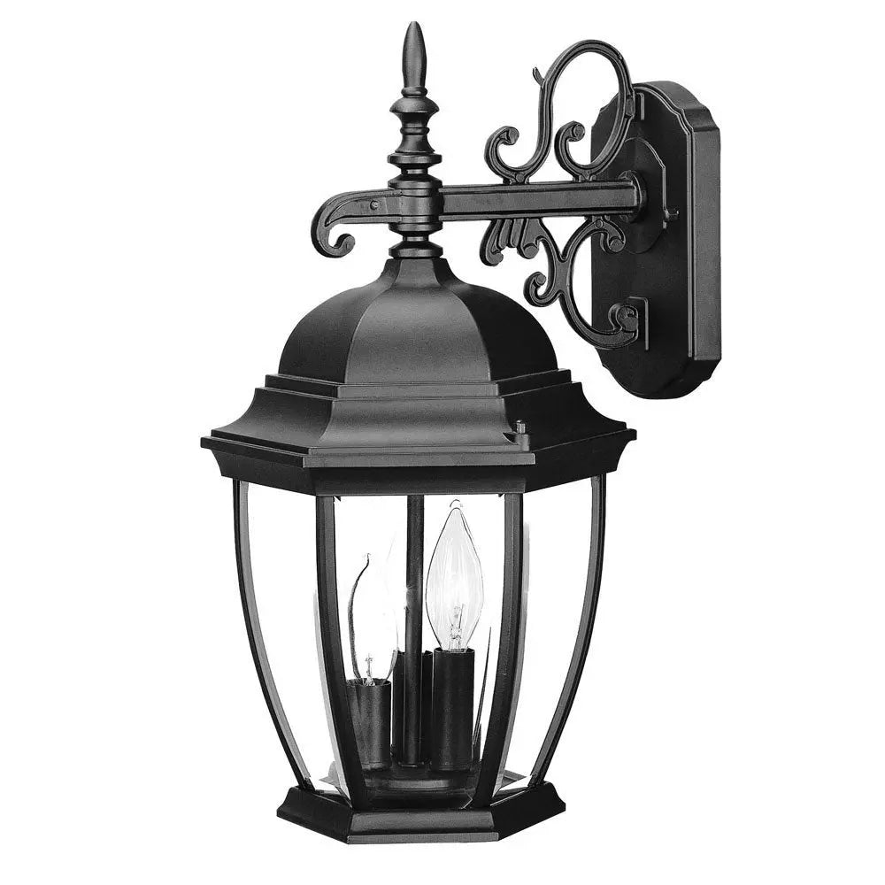 Three Light Matte Black Wide Hanging Lantern Wall Light HomeRoots