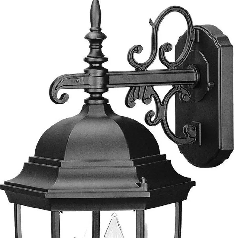Three Light Matte Black Wide Hanging Lantern Wall Light HomeRoots