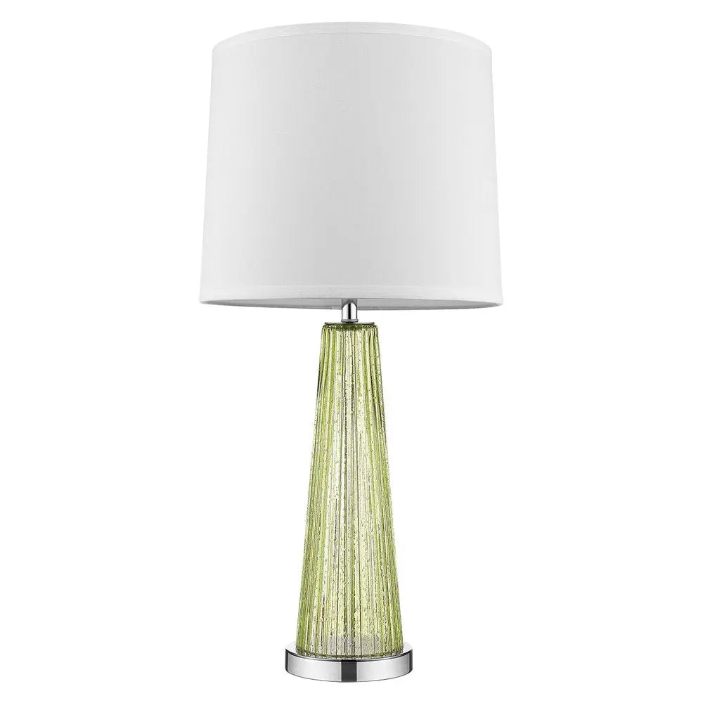 29" Green Glass Buffet Lamp With Off White Empire Shade HomeRoots