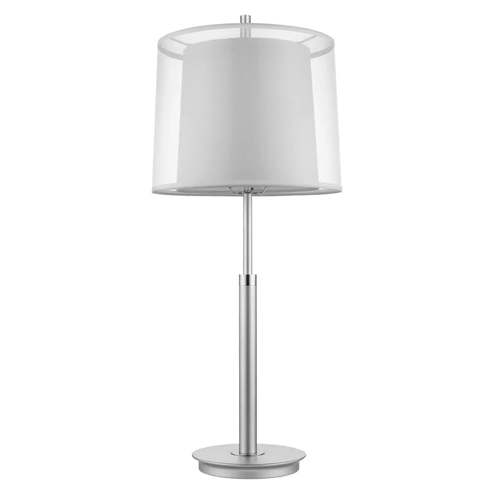 31" Silver Metal Table Lamp With White Empire Shade HomeRoots