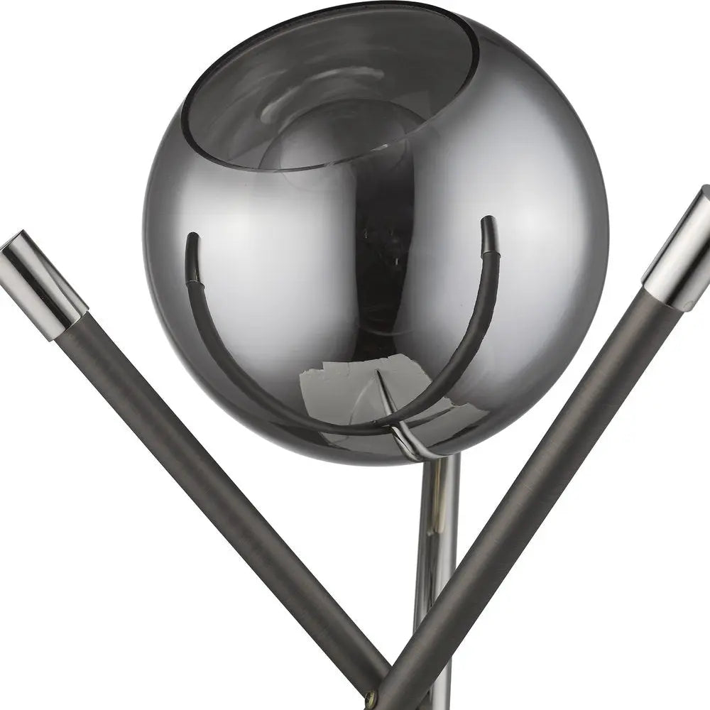 18" Black Metal Tripod Table Lamp With Nickel Globe Shade HomeRoots