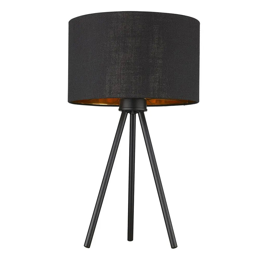 22" Black Metal Tripod Table Lamp With Black Drum Shade HomeRoots