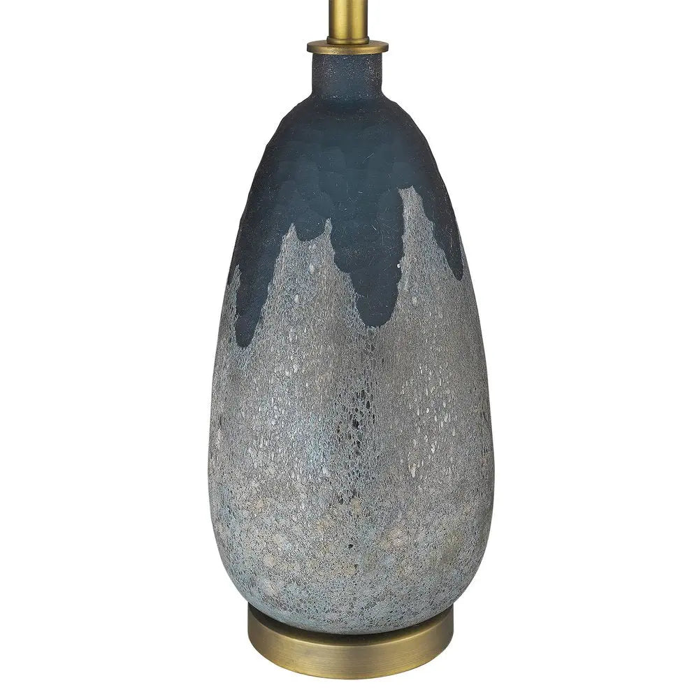 30" Teal Blue Concrete Table Lamp With Cream Empire Shade HomeRoots