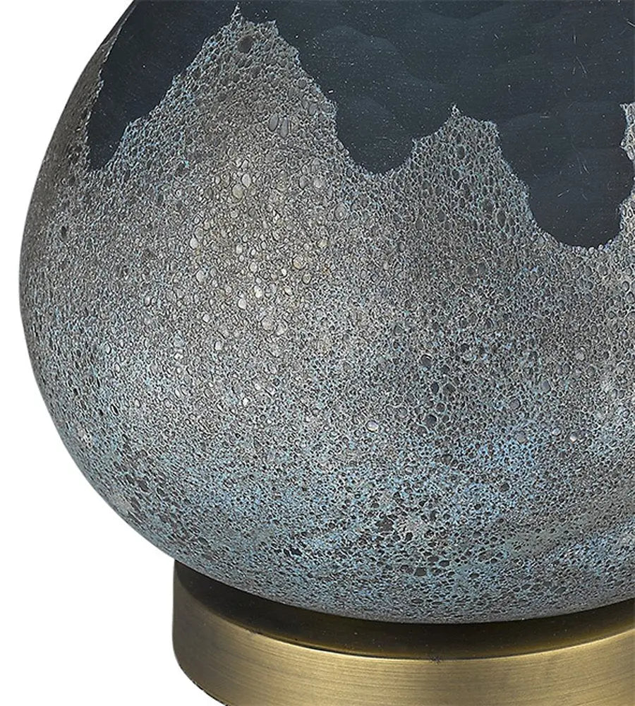 22" Teal Blue Concrete Gourd Table Lamp With Cream Empire Shade HomeRoots