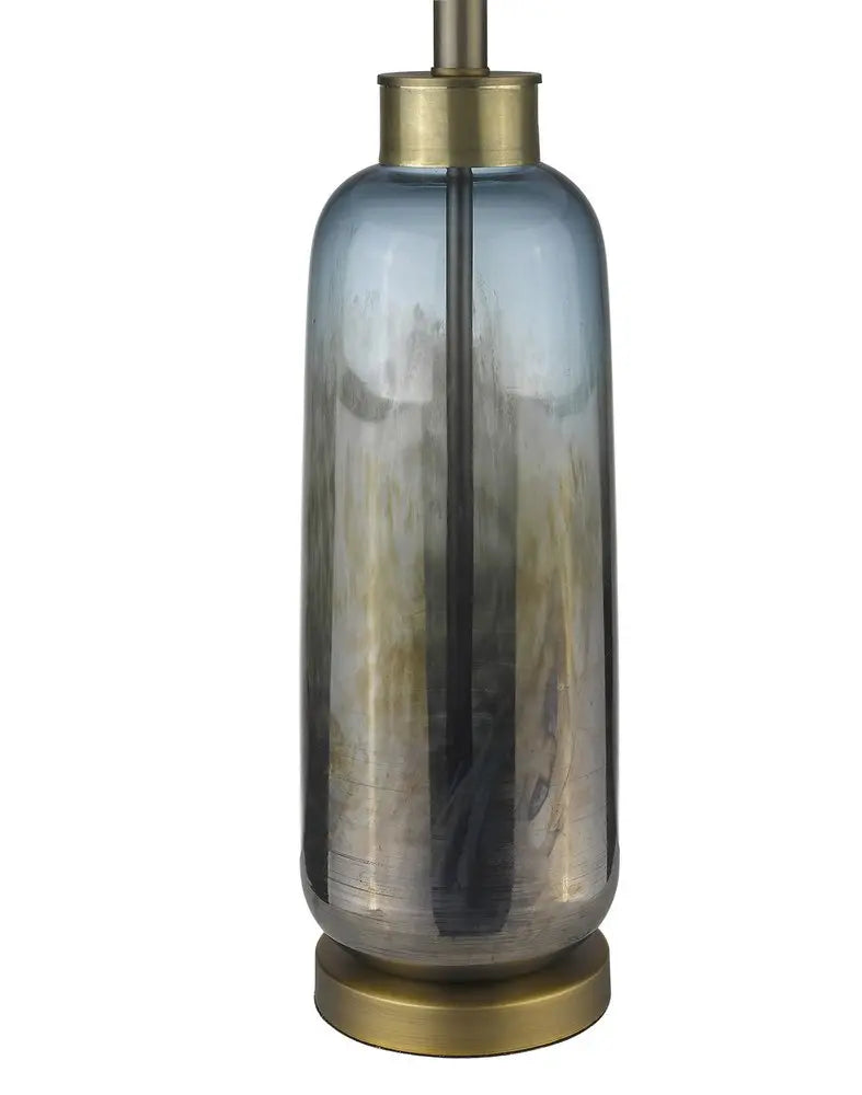 31" Steel Blue Glass Table Lamp With White Empire Shade HomeRoots