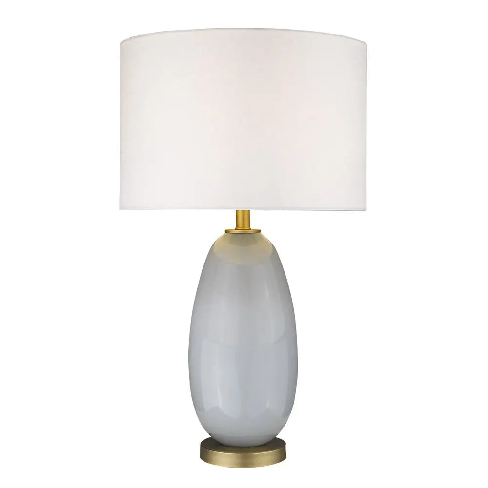29" Light Gray Glass Table Lamp With White Drum Shade HomeRoots
