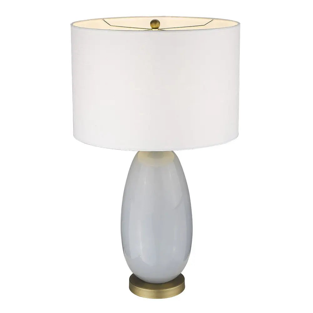 29" Light Gray Glass Table Lamp With White Drum Shade HomeRoots