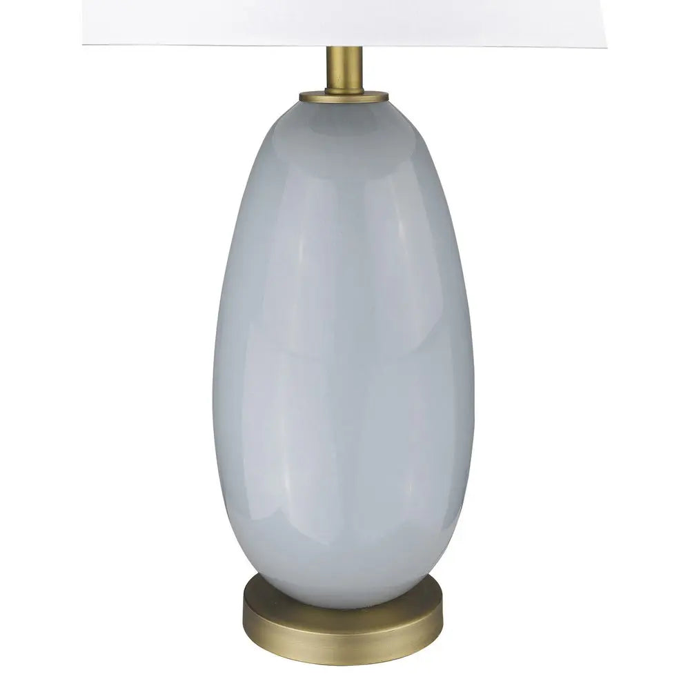 29" Light Gray Glass Table Lamp With White Drum Shade HomeRoots