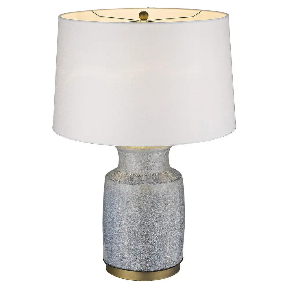 27" Gray Ceramic Table Lamp With White Empire Shade HomeRoots