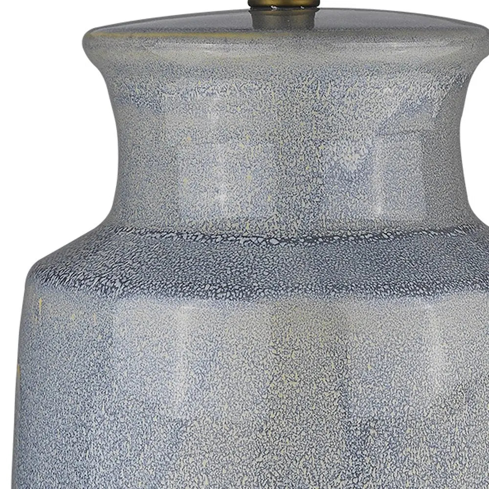 27" Gray Ceramic Table Lamp With White Empire Shade HomeRoots