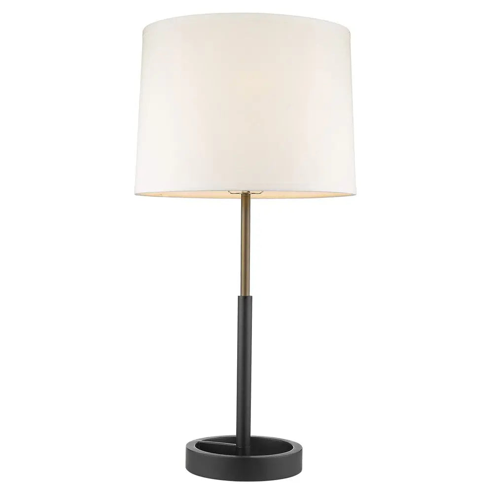 31" Black and Gold Metal Table Lamp With White Empire Shade HomeRoots