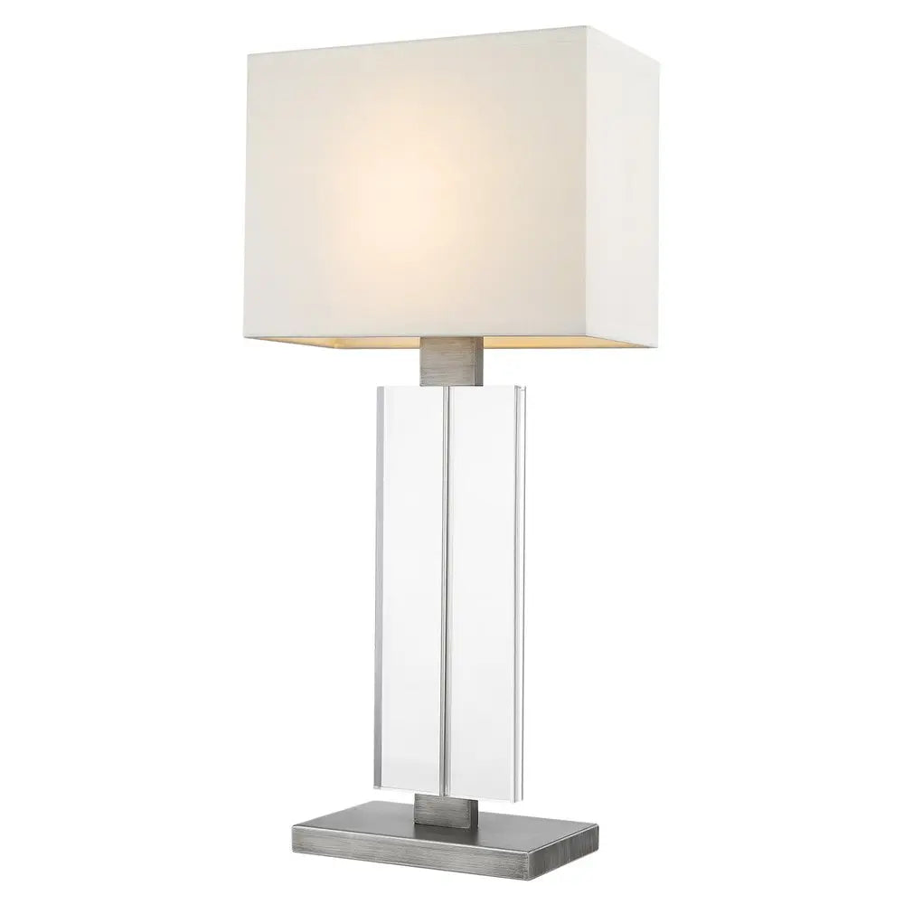 31" Silver Metal and Acrylic Buffet Lamp With White Shade HomeRoots