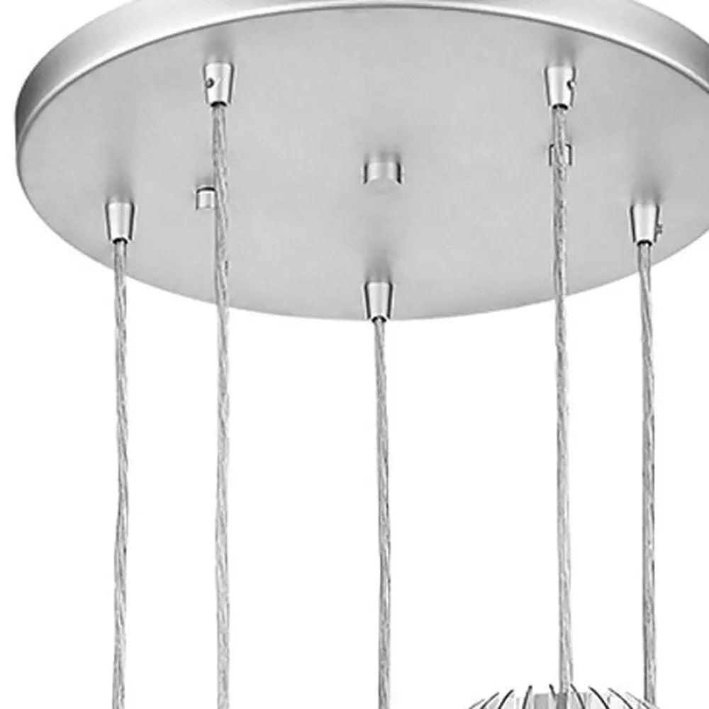 Five Light Acrylic and Steel Shade Hanging Globe Light HomeRoots
